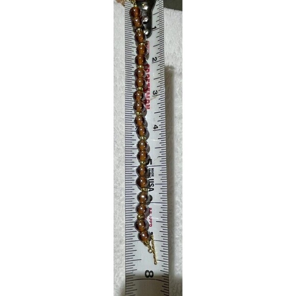 VTG 7.5in Bronze Brown Glass Beads Gold Tone Boho Beach Native Hippie Y2K - Picture 7 of 8